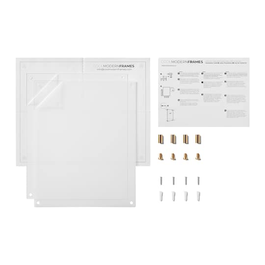Cool Modern Frames Clear Acrylic Float Frame with Gold Hardware
